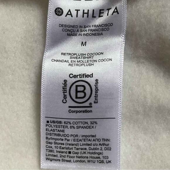 NEW Athleta Ivory Retroplush Sweatshirt US M - Picture 7 of 8